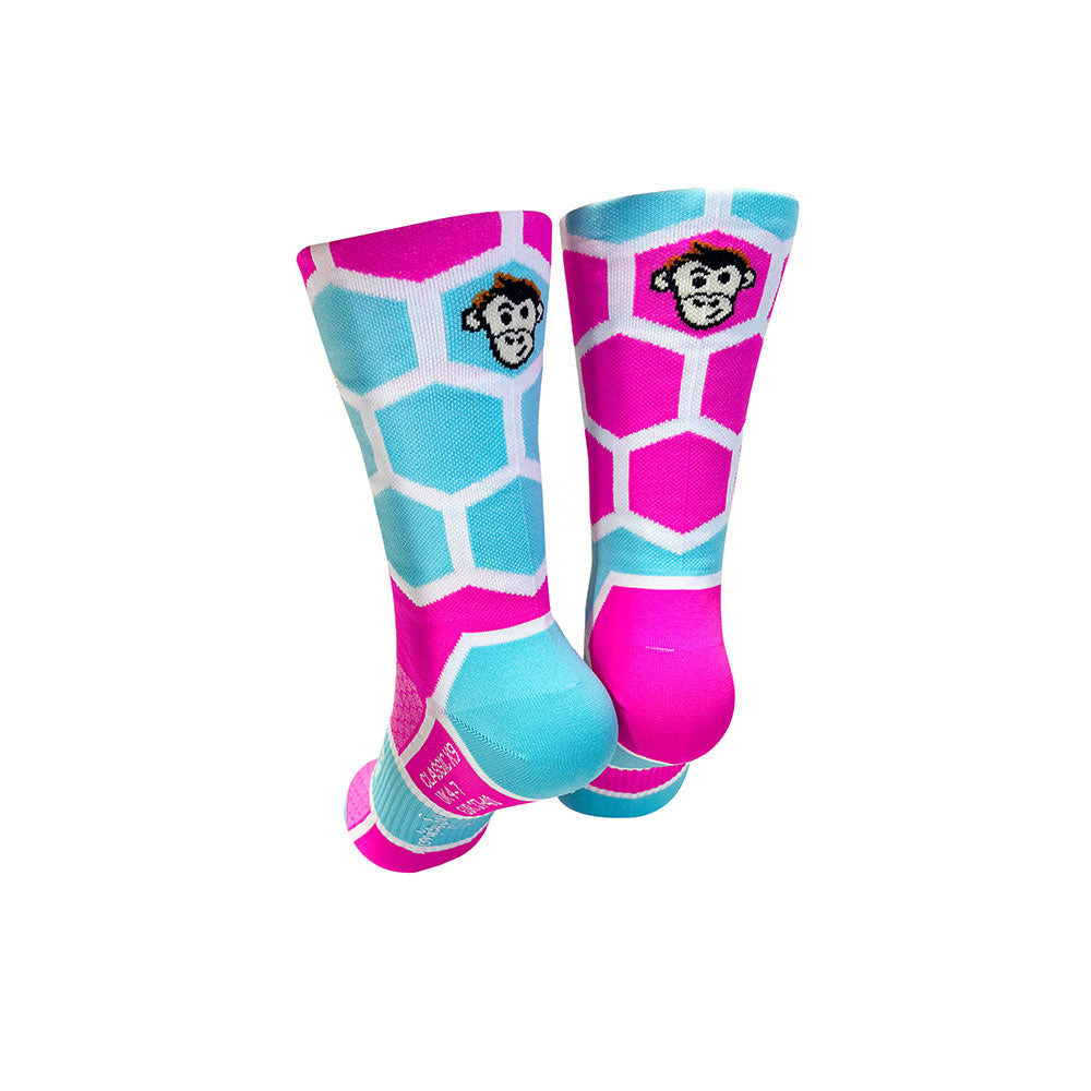 CLASSIC HEX SPORTS SOCKS: PINK + TURQUOISE