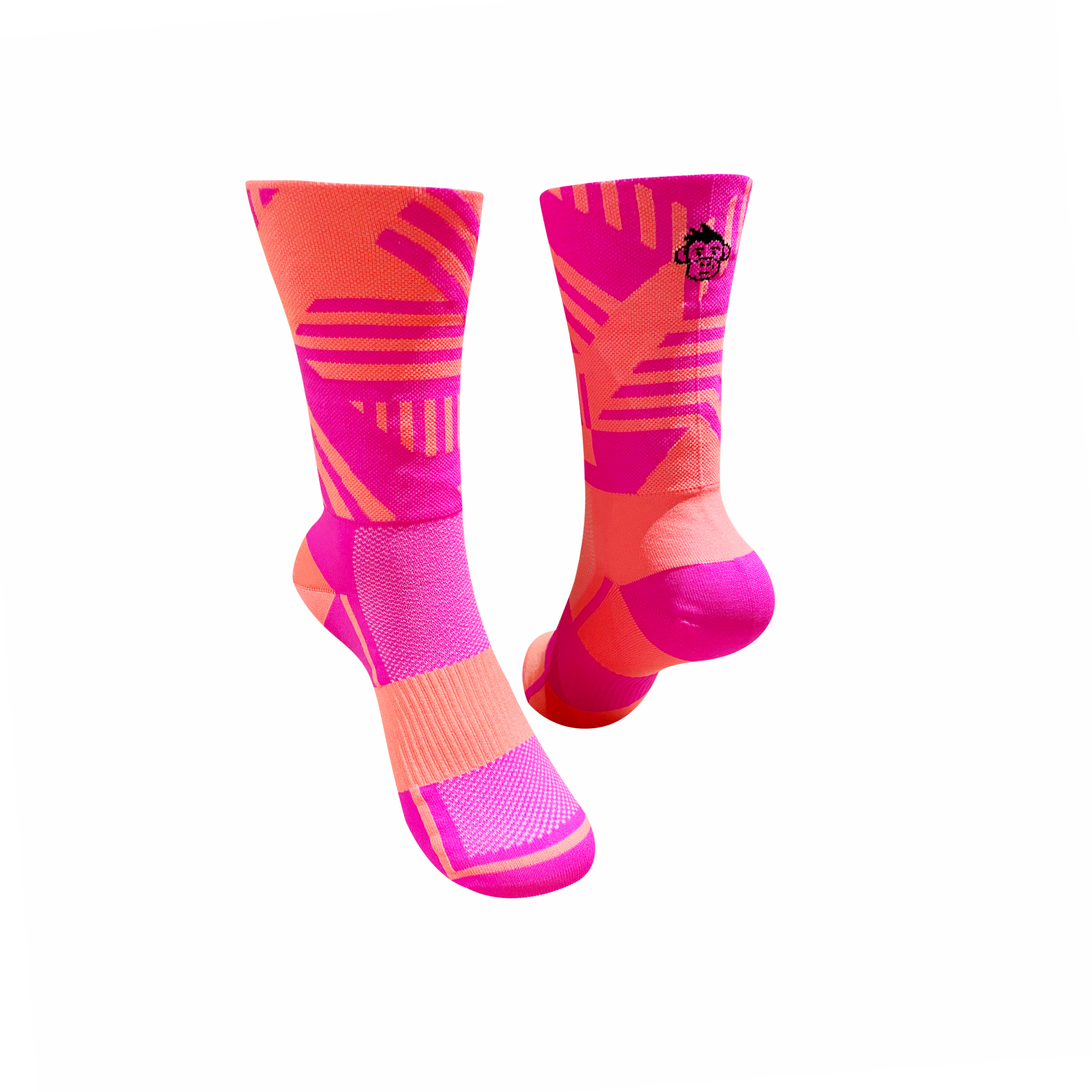Classic Track Sports Socks: Pink + Orange | Monkey Sox