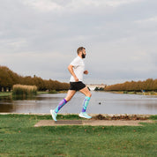 VICTORY COMPRESSION RUNING SOCKS: PURPLE + BLUE