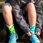 RACER STARS SPORTS SOCKS: BLUE + YELLOW