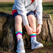 RACER RAINBOW SPORTS SOCKS: WHITE MULTI