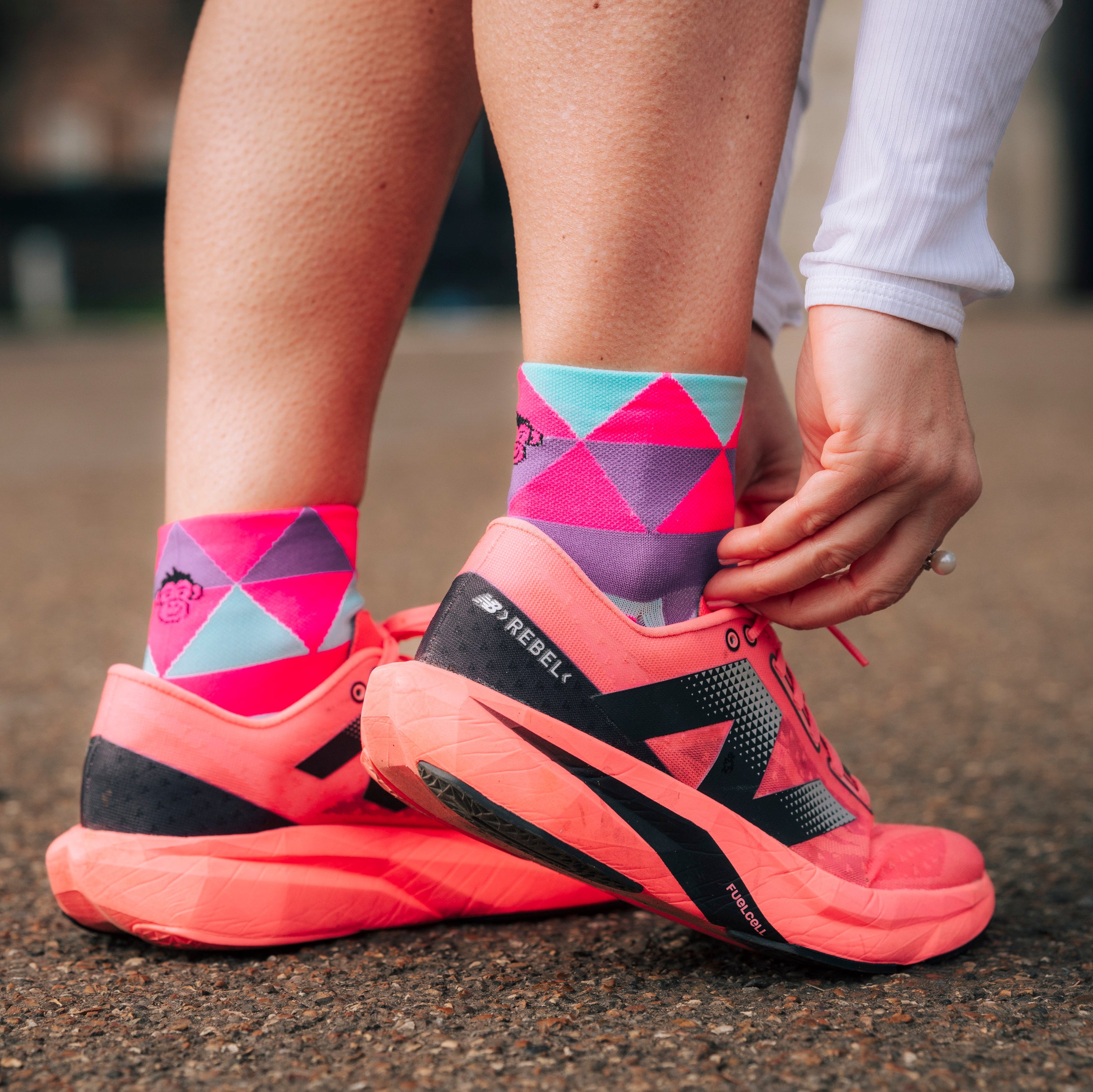 ULTRA GEO SPORTS SOCKS: TURQUOISE + PURPLE