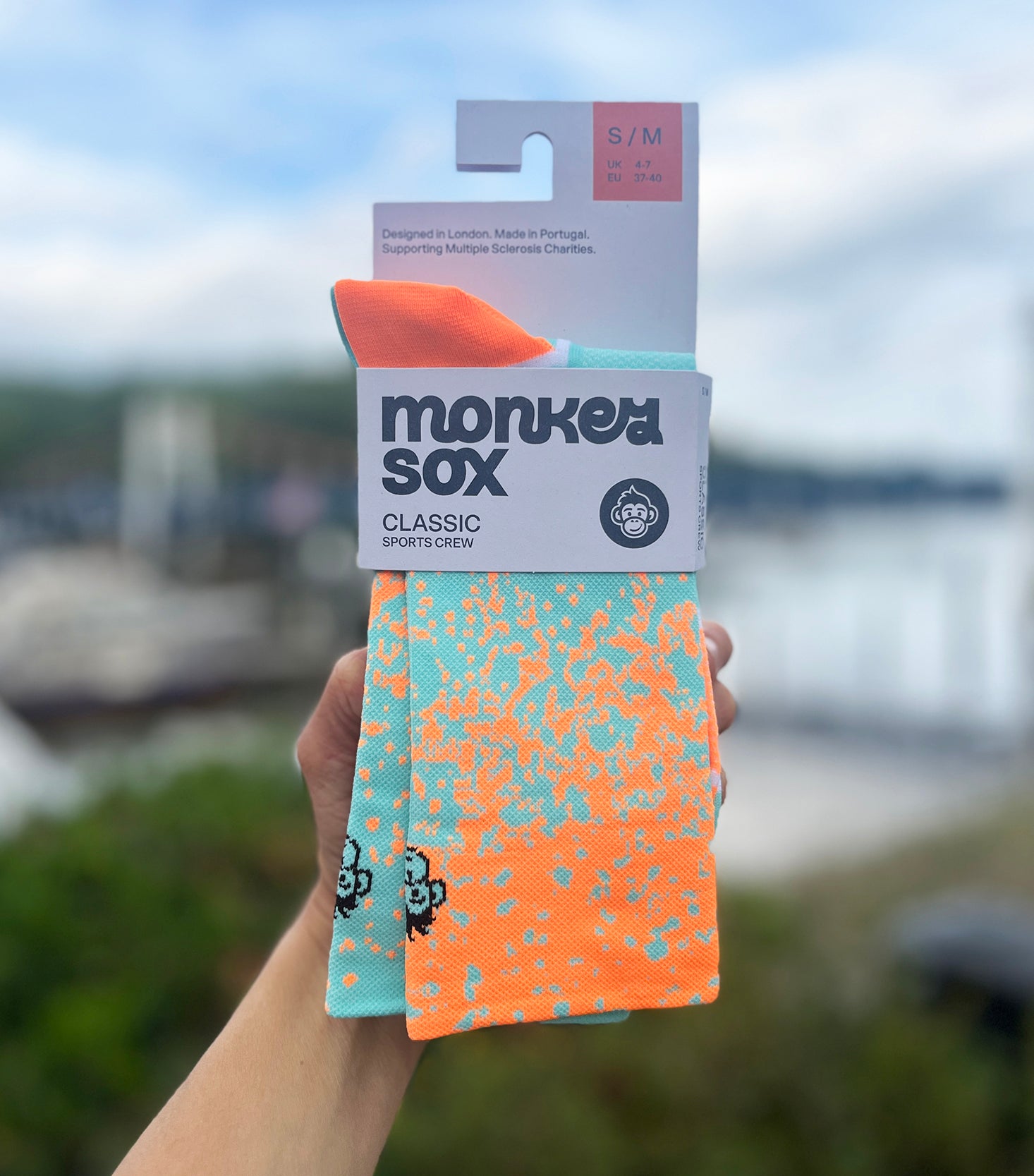 CLASSIC MIST SPORTS SOCKS: ORANGE + TURQUOISE