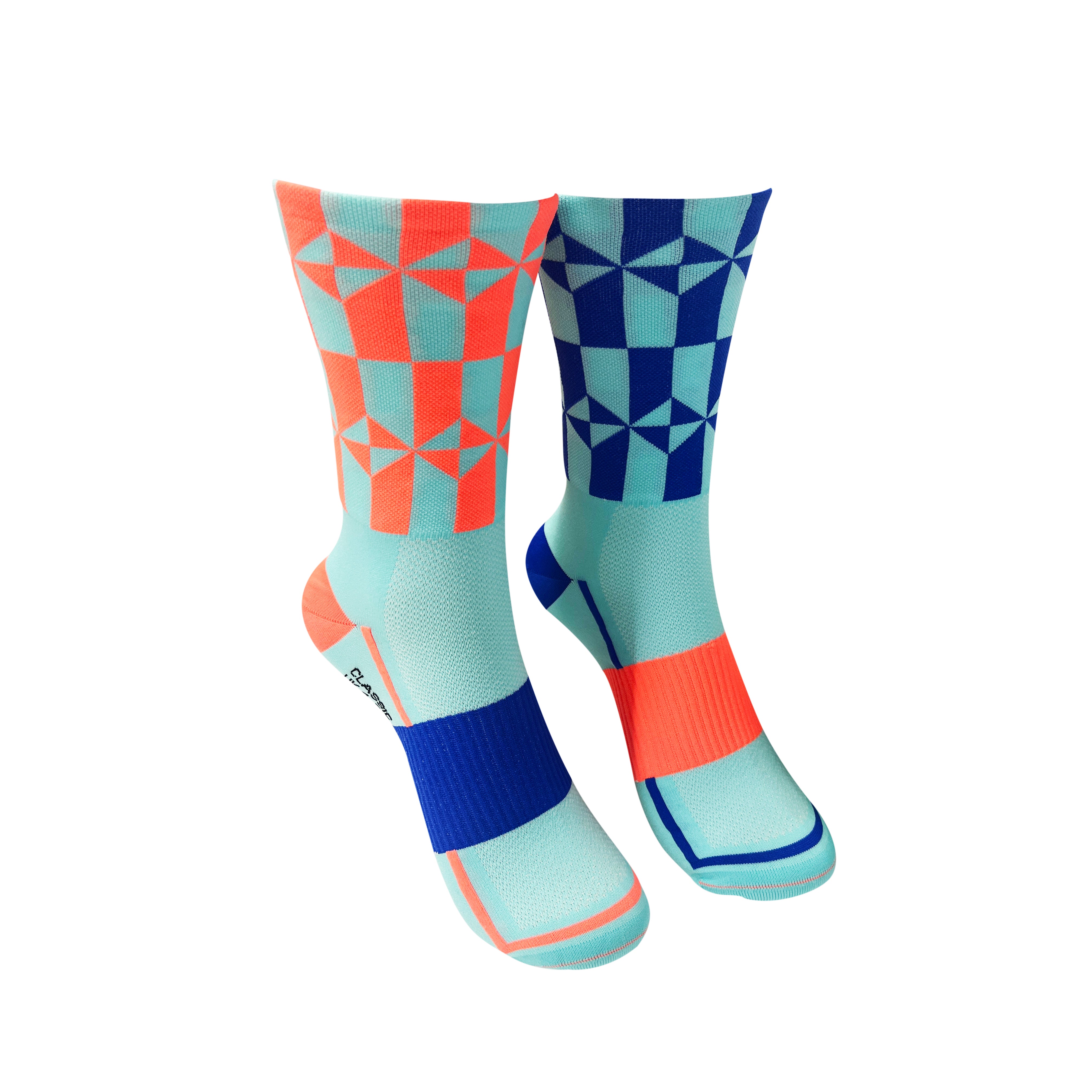 CLASSIC TARGET SPORTS SOCKS: TURQUOISE + ORANGE