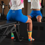 CLASSIC GEO SPORTS SOCKS: ORANGE + BLUE