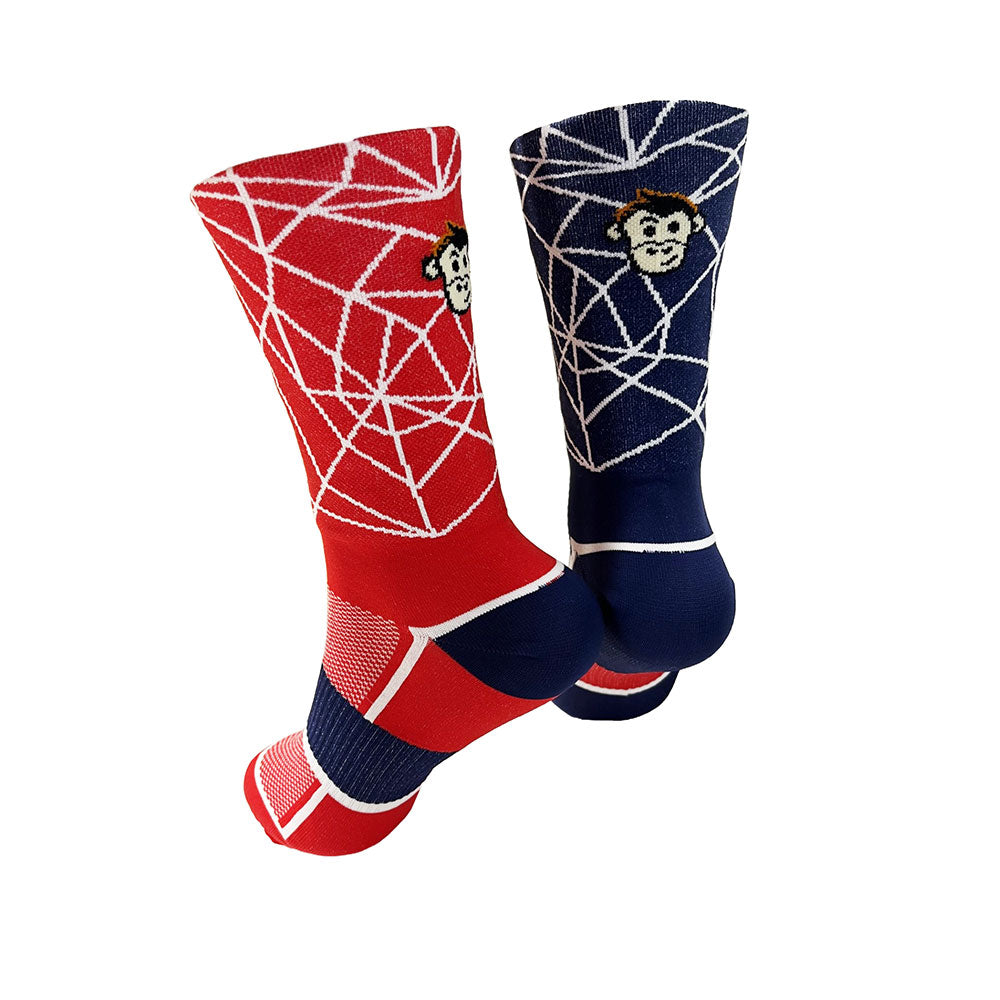 CLASSIC WEB SPORTS SOCKS: RED + NAVY