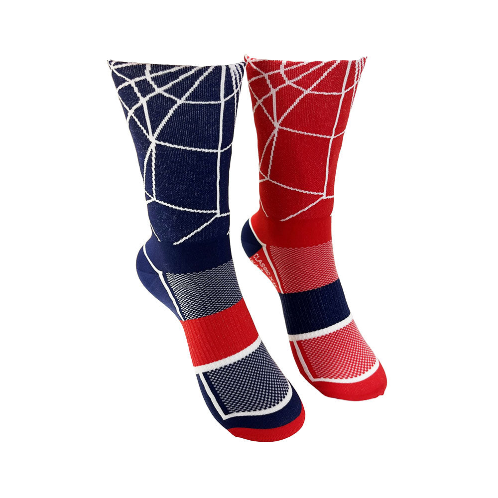 CLASSIC WEB SPORTS SOCKS: RED + NAVY