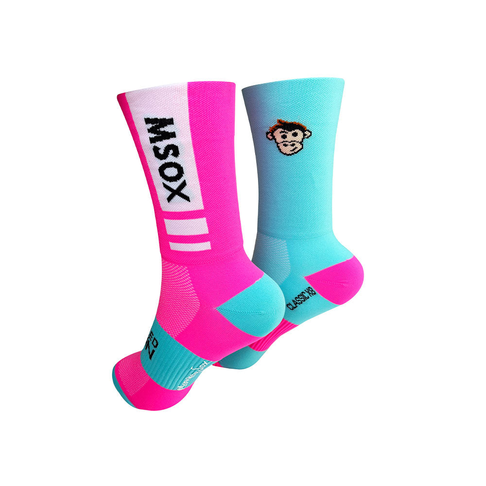 CLASSIC BLOCK SPORTS SOCKS: PINK + TURQUOISE