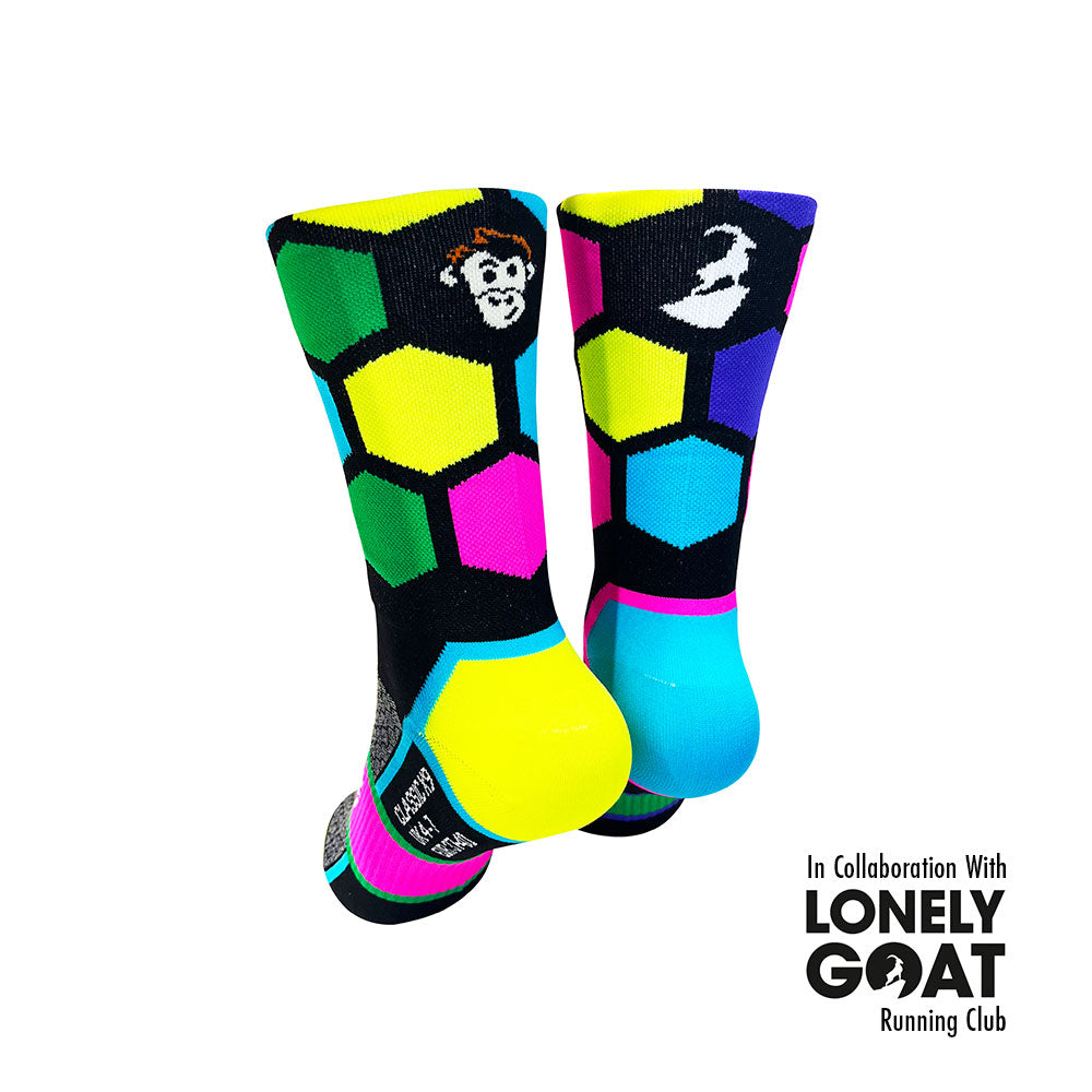 CLASSIC HEX SPORTS SOCKS: BLACK MULTI