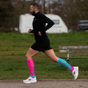 Victory Compression Running Socks: Pink + Turquoise