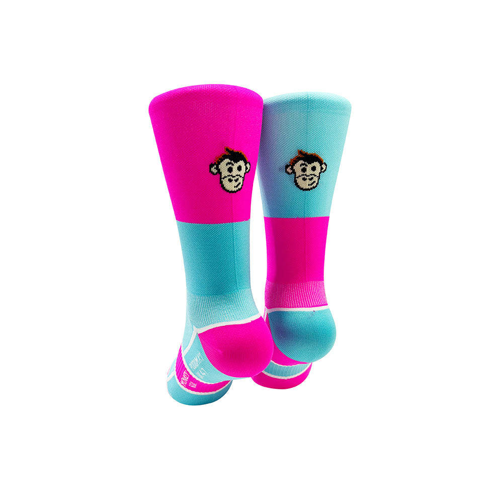 PODIUM BLOCK SPORTS SOCKS: PINK + TURQUOISE