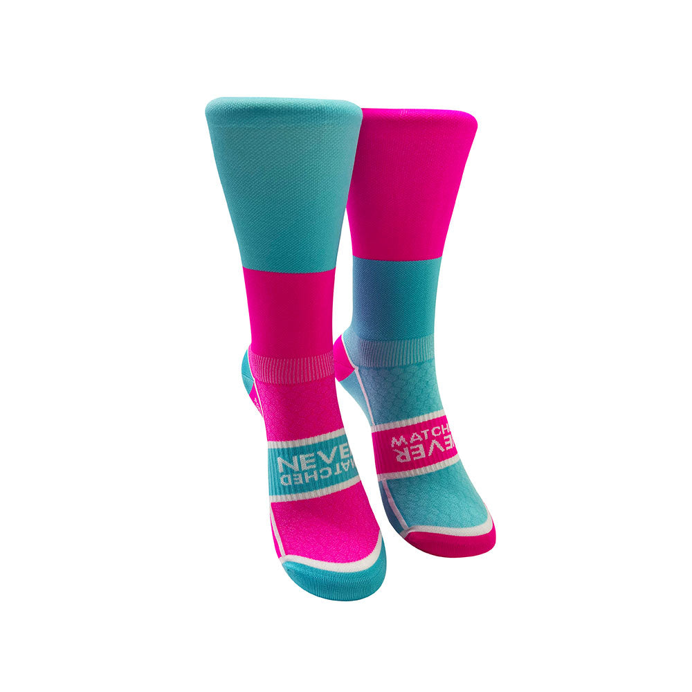 PODIUM BLOCK SPORTS SOCKS: PINK + TURQUOISE