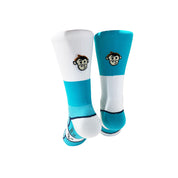 PODIUM BLOCK SPORTS SOCKS: TURQUOISE + WHITE