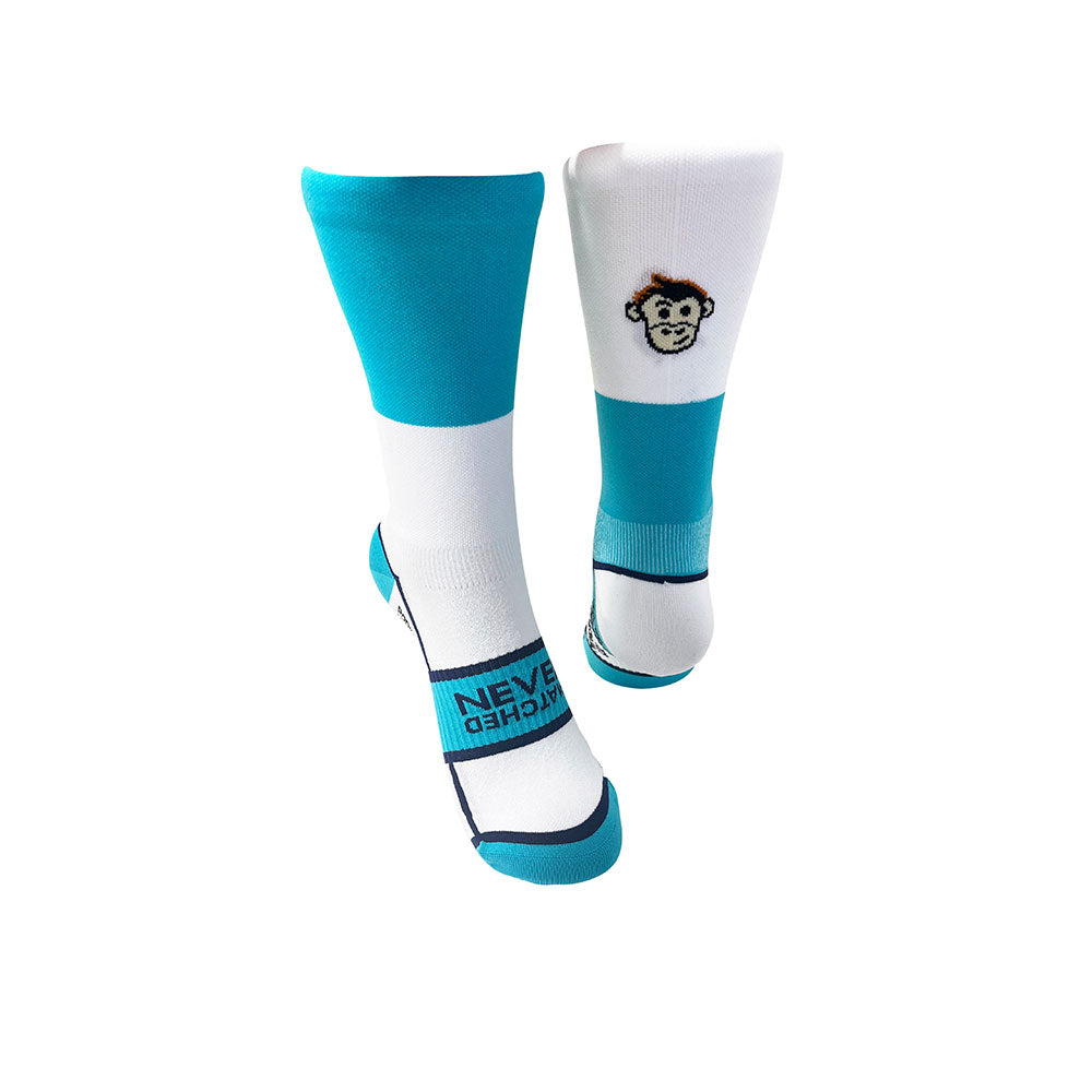 PODIUM BLOCK SPORTS SOCKS: TURQUOISE + WHITE