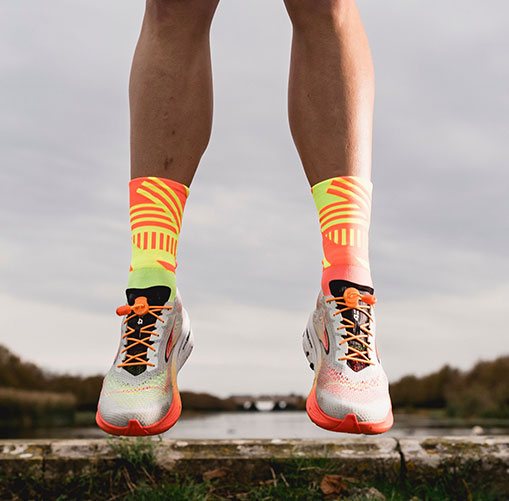 CLASSIC TRACK SPORT SOCKS: ORANGE + YELLOW