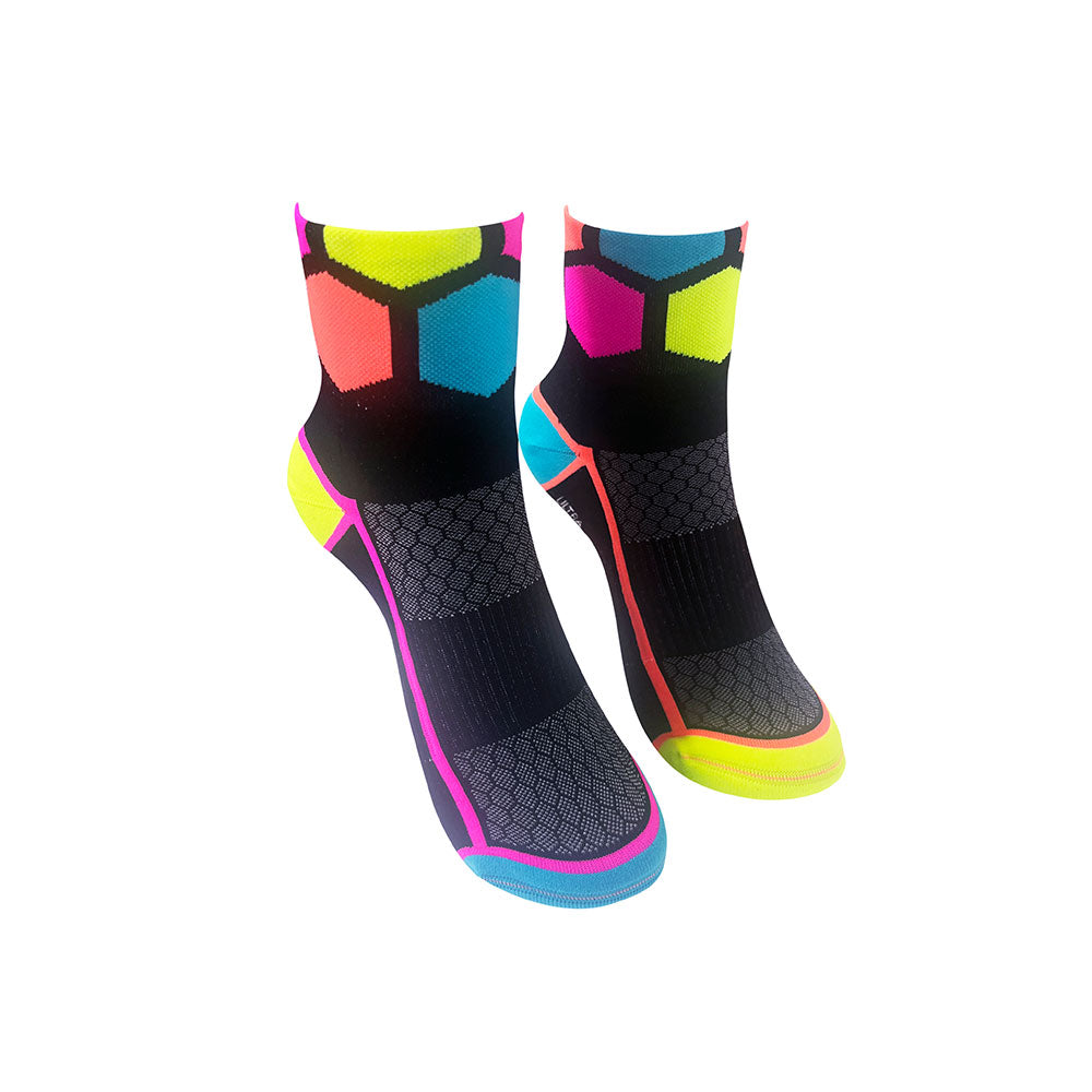 ULTRA HEX SPORTS SOCKS: BLACK MULTI