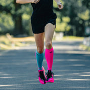 Victory Compression Running Socks: Pink + Turquoise
