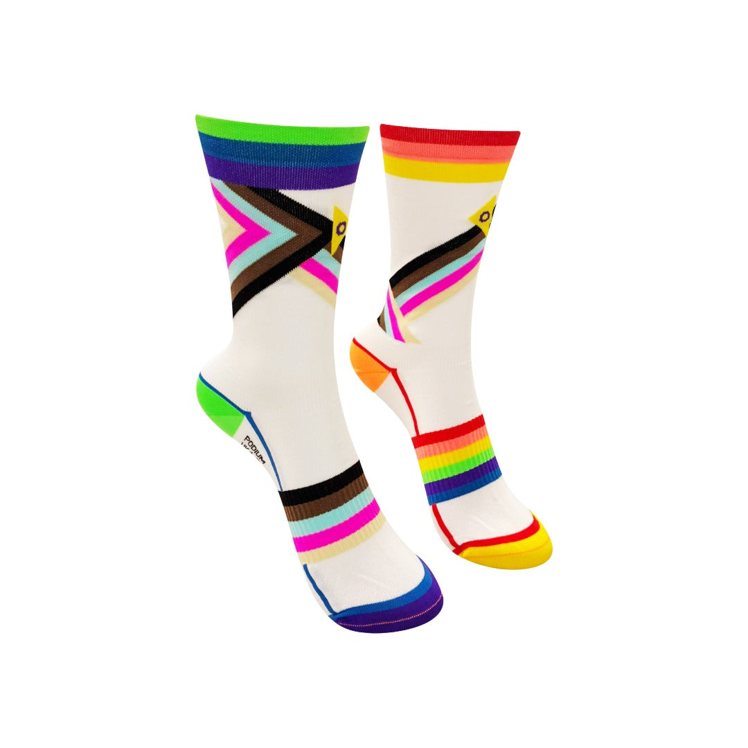 Podium Pride Sports Socks: White Multi