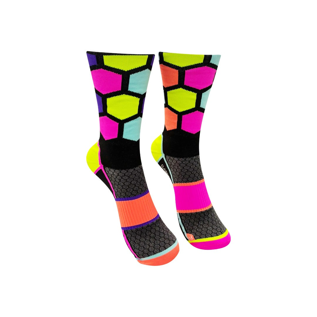 Classic Hex Sports Socks: Black Multi