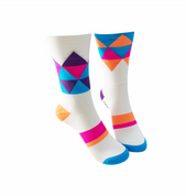 CLASSIC DIAMOND SPORTS SOCKS: WHITE MULTI