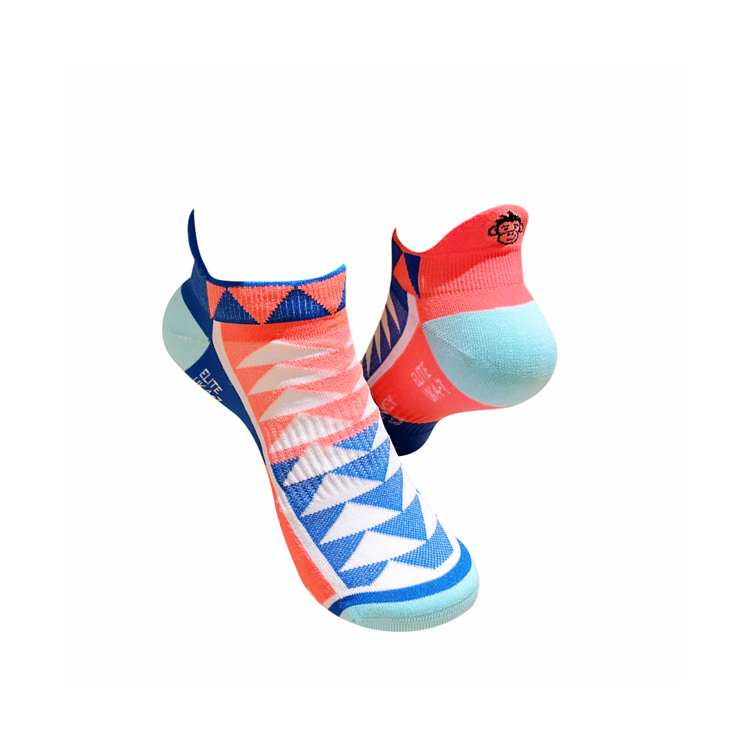 ELITE PYRAMID SPORTS SOCKS: ORANGE + BLUE