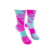 Classic Track Sports Socks: Pink + Turquoise