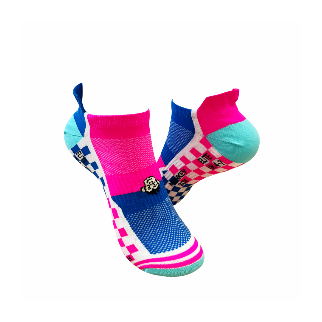 ELITE GRID SPORTS SOCKS: PINK + BLUE