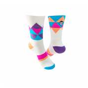 CLASSIC DIAMOND SPORTS SOCKS: WHITE MULTI
