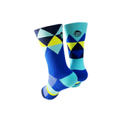 CLASSIC DIAMOND SPORTS SOCKS: COBALT + TURQUOISE