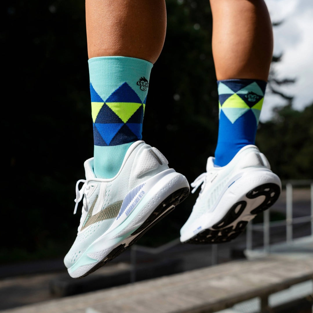 CLASSIC DIAMOND SPORTS SOCKS: COBALT + TURQUOISE