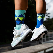 CLASSIC DIAMOND SPORTS SOCKS: COBALT + TURQUOISE