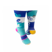 PODIUM TRI SPORTS SOCKS: TURQUOISE + COBALT