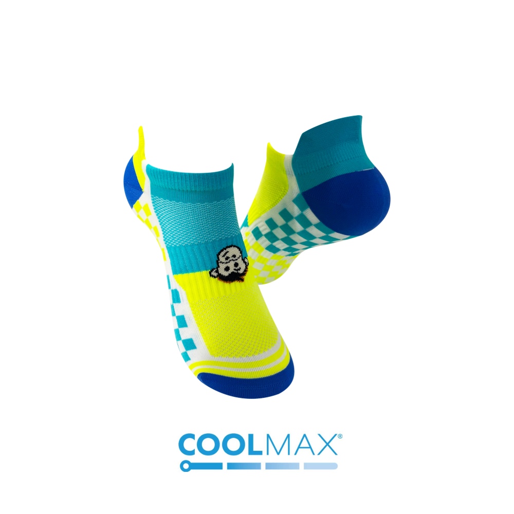 ELITE GRID SPORTS SOCKS: BLUE + YELLOW