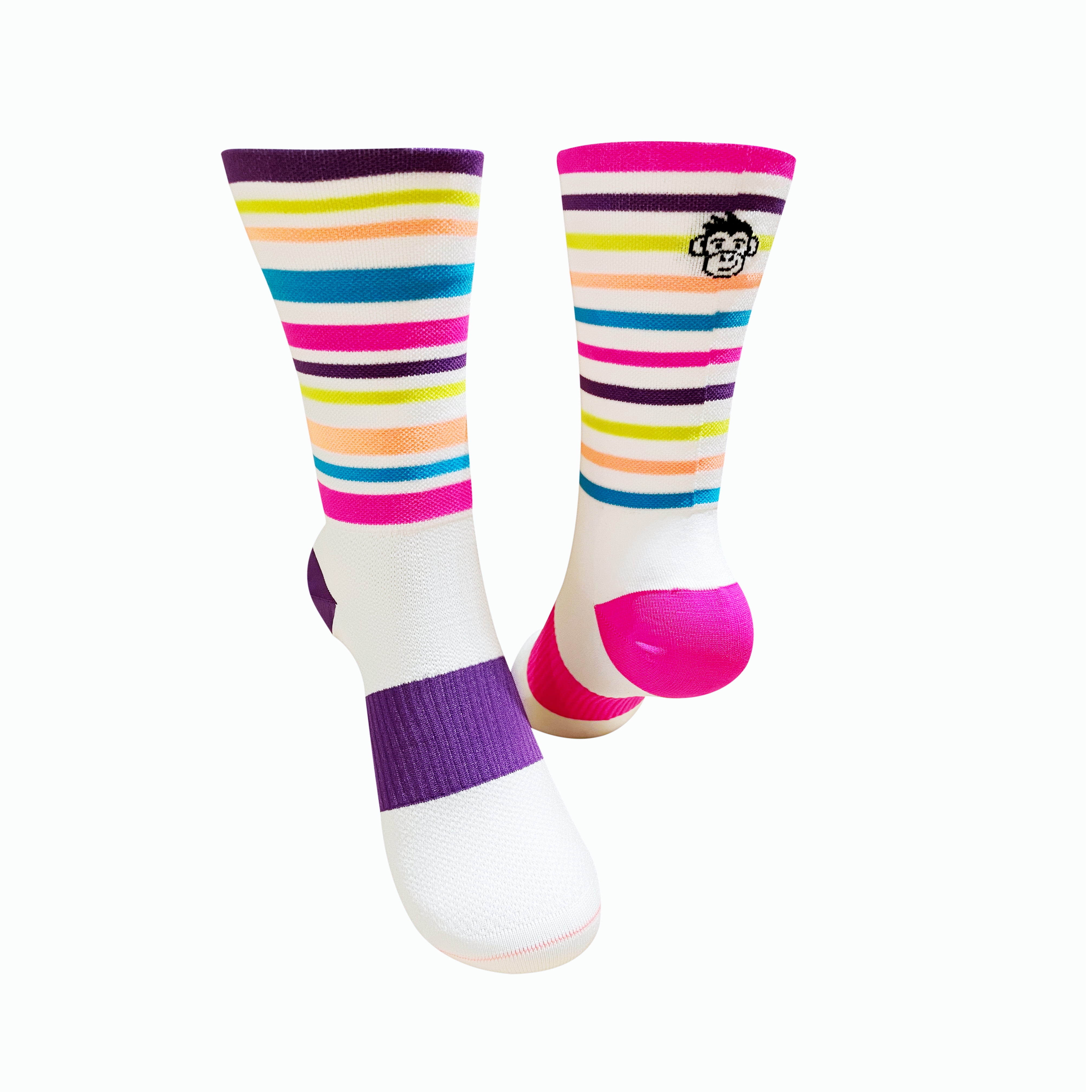 CLASSIC STRIPE SPORTS SOCKS: WHITE MULTI