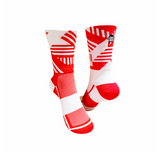 CLASSIC TRACK SPORTS SOCKS: RED + WHITE