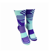 CLASSIC TRACK SPORT SOCKS: TURQUOISE + PURPLE