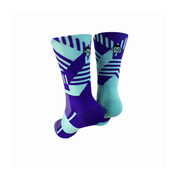 CLASSIC TRACK SPORT SOCKS: TURQUOISE + PURPLE
