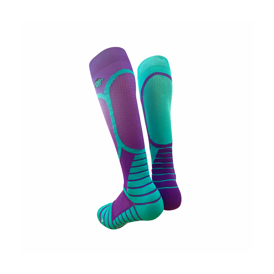 VICTORY COMPRESSION RUNING SOCKS: PURPLE + BLUE