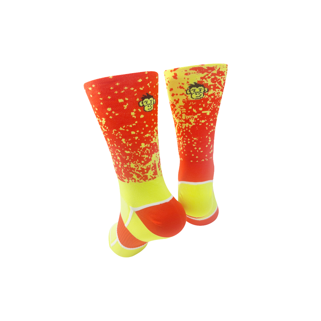 CLASSIC MIST SPORTS SOCKS: RED + YELLOW