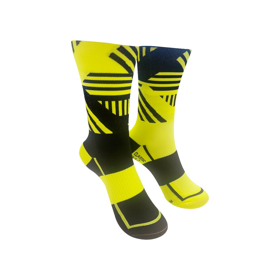 CLASSIC TRACK SPORT SOCKS: YELLOW + BLACK