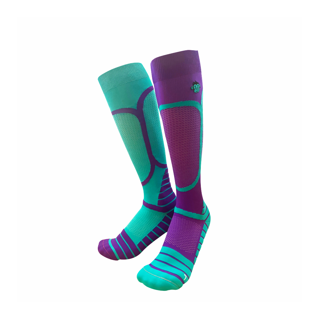 VICTORY COMPRESSION RUNING SOCKS: PURPLE + BLUE