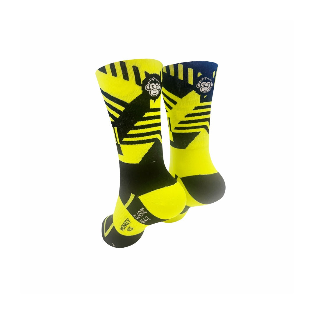 CLASSIC TRACK SPORT SOCKS: YELLOW + BLACK