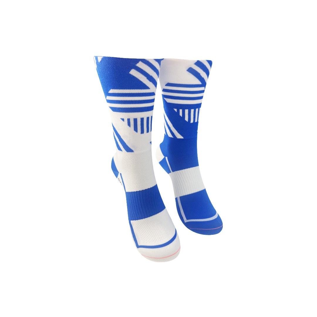CLASSIC TRACK SPORT SOCKS: COBALT + WHITE