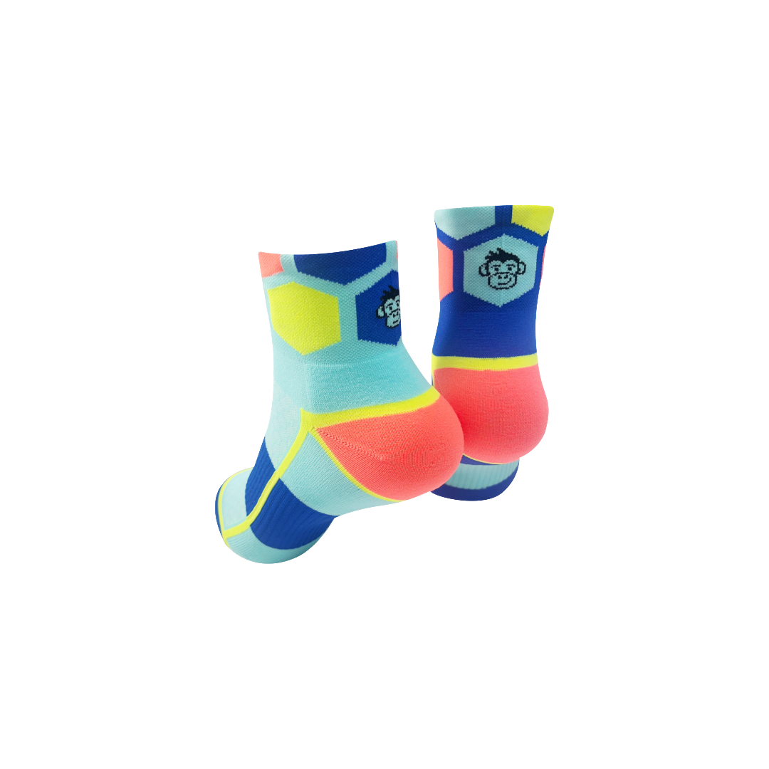 ULTRA HEX SPORTS SOCKS: COBALT + TURQUOISE