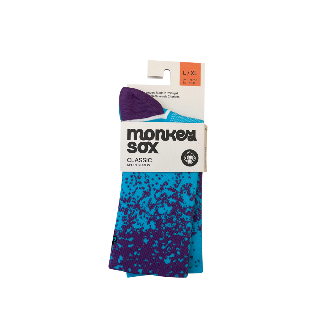 CLASSIC MIST SPORTS SOCKS: PURPLE + BLUE