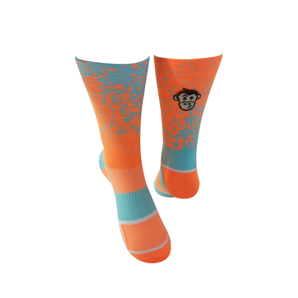 CLASSIC MIST SPORTS SOCKS: ORANGE + TURQUOISE