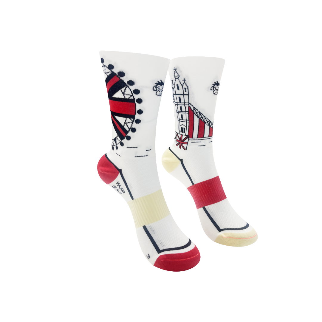 MAJOR LONDON SPORTS SOCKS: WHITE + RED