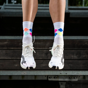 CLASSIC QUIN SPORTS SOCKS: WHITE MULTI