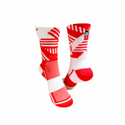 CLASSIC TRACK SPORTS SOCKS: RED + WHITE