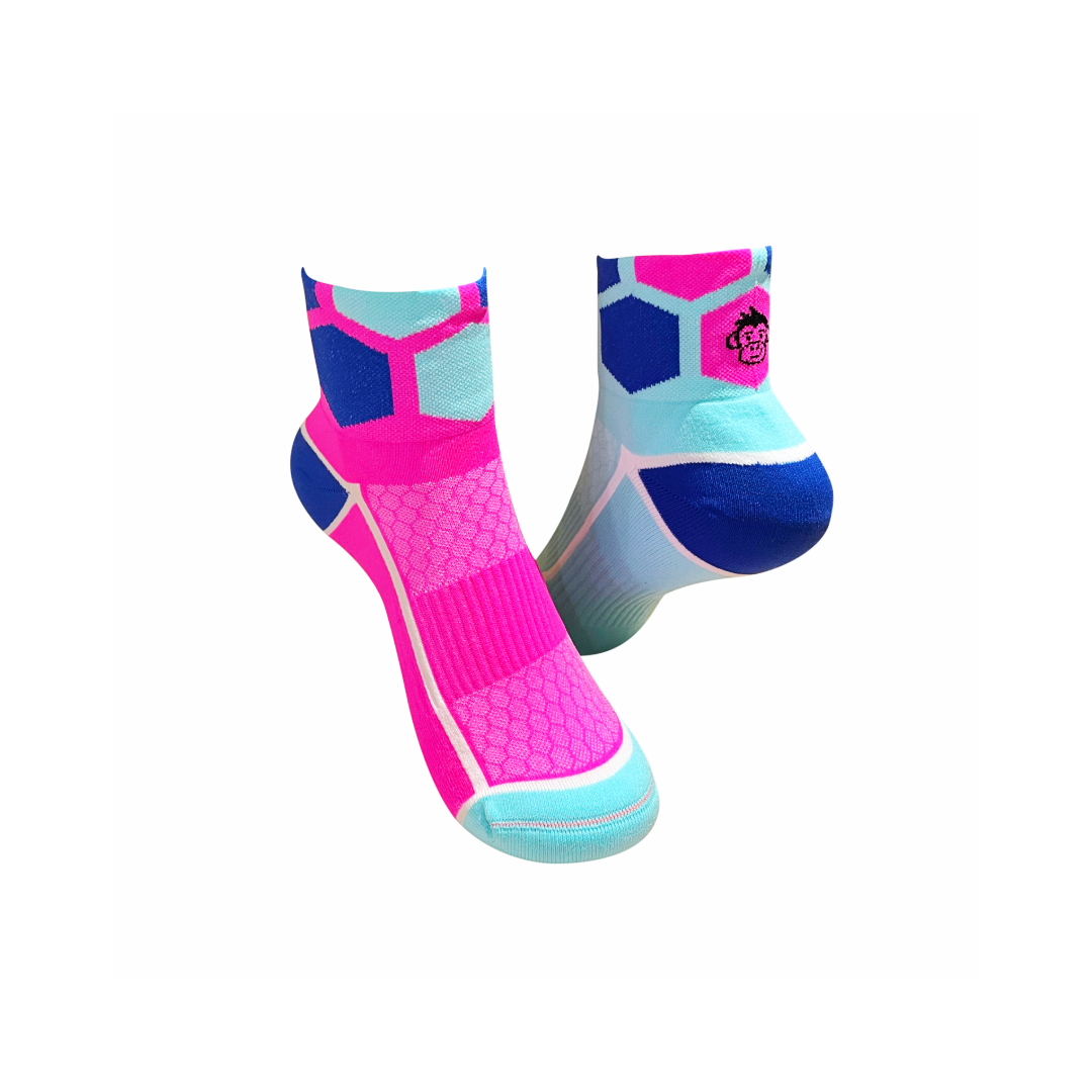 ULTRA HEX SPORTS SOCKS: PINK + TURQUOISE